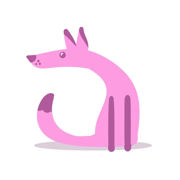 Cartone animato rosa personaggio cane seduto. Icona del design dei cartoni animati. Illustrazione vettoriale piatta colorata. Isolato su sfondo bianco . — Vettoriale Stock