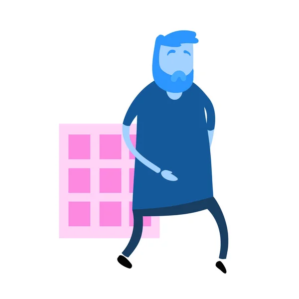 Hombre de dibujos animados caminando por la casa. Icono de diseño de dibujos animados. Ilustración colorida del vector plano. Aislado sobre fondo blanco . — Vector de stock