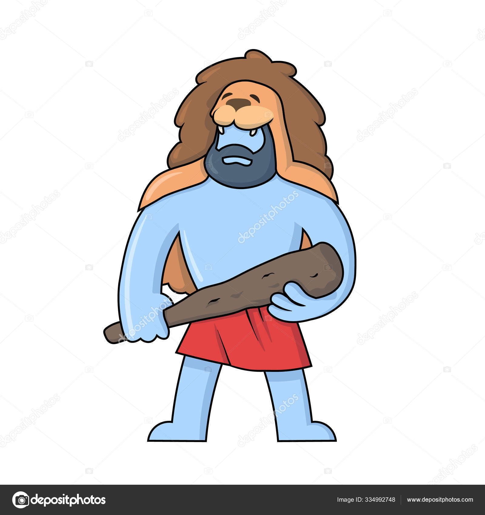 Геркулес, Герой Древней Греции, Стоящий С Клюшкой В Руке И Львиной.