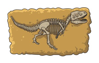 Dinosaur fossil skeleton in the soil, archeological excavation element cartoon style. Flat vector illustration isolated on white background. clipart