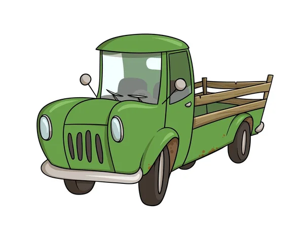 Grön lastbil. Leverans och transport. vektor platt illustration, isolerad på vit bakgrund. — Stock vektor