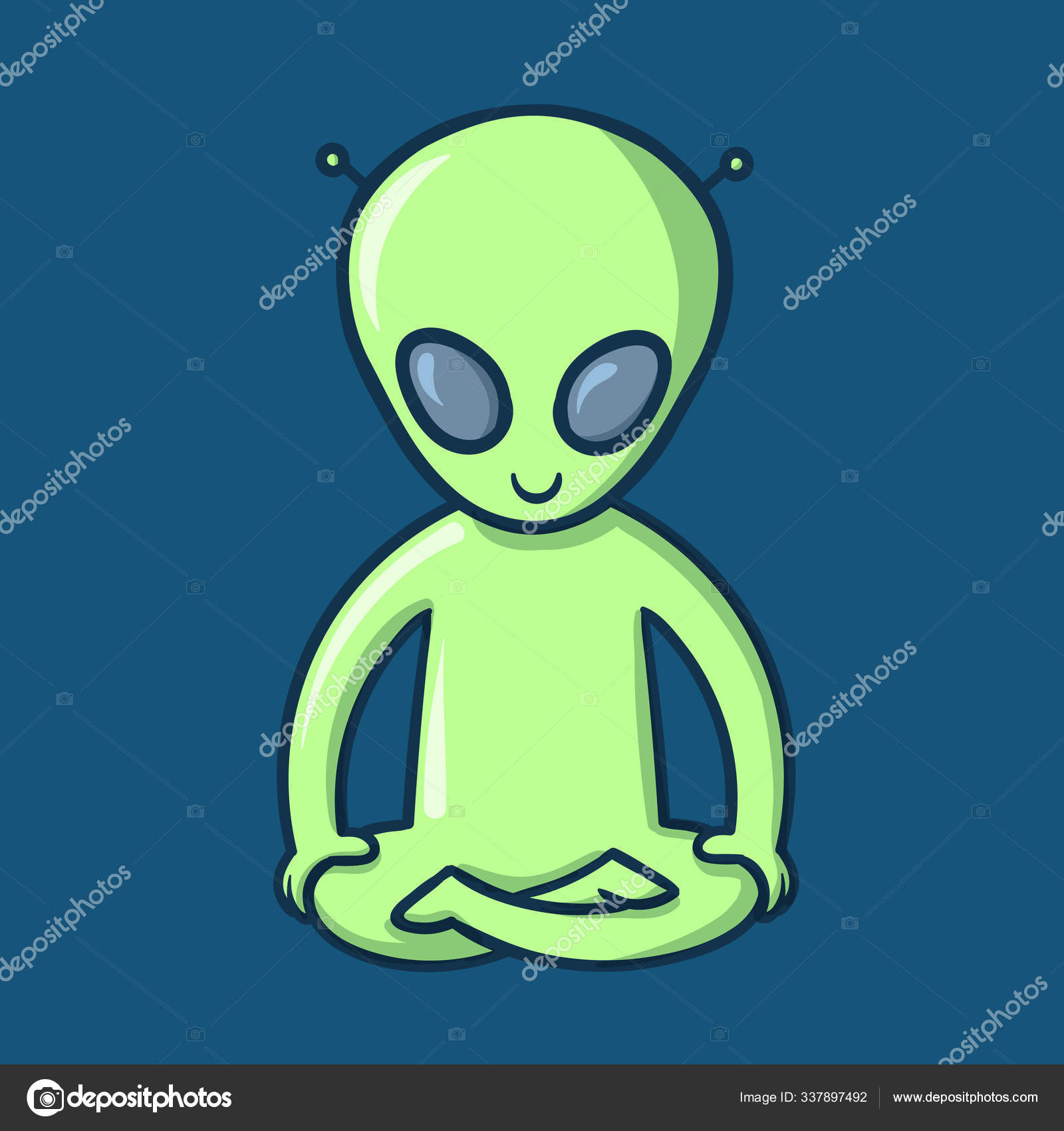 Personagem alienígena desenhos animados. Ilustração vetorial plana sobre  fundo azul . imagem vetorial de goodstocker.yandex.ru© 337897492