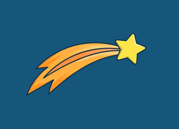 Cartoon komeet, ster. Vlakke vector illustratie op blauwe achtergrond. — Stockvector