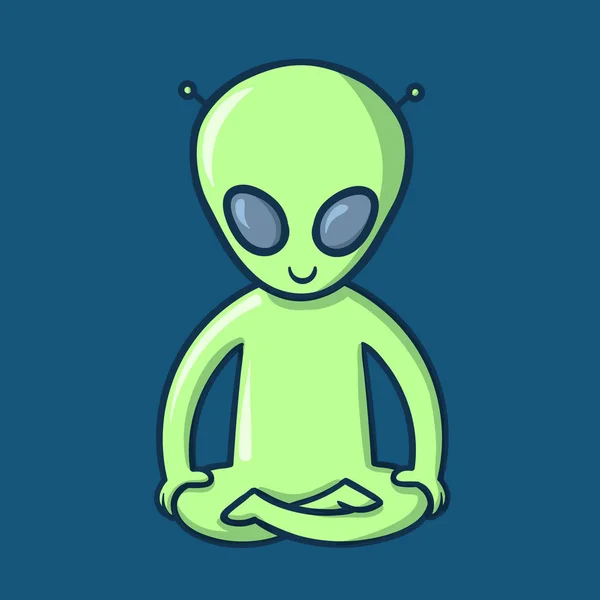 Personagem alienígena desenhos animados. Ilustração vetorial plana sobre fundo azul . —  Vetores de Stock