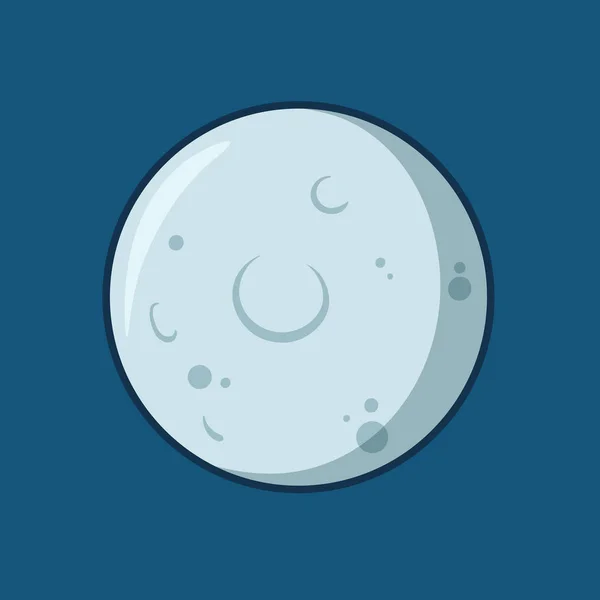 Cartoon moon. Flat vector illustration on blue background. — 스톡 벡터