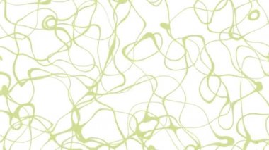 Abstract animation of green string shapes moving on white background. Seamless loop animated background, wallpaper.