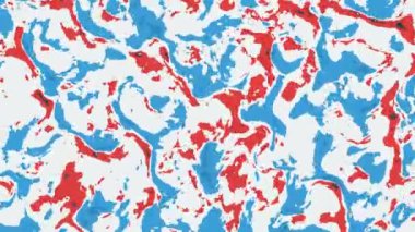 Abstract animation of red and blue grungy shapes moving on white background. Loop animated background, wallpaper.