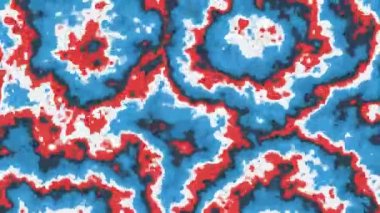 Abstract animation of colorful red, blue and white moving circular shapes. Seamless loop animated background, wallpaper.