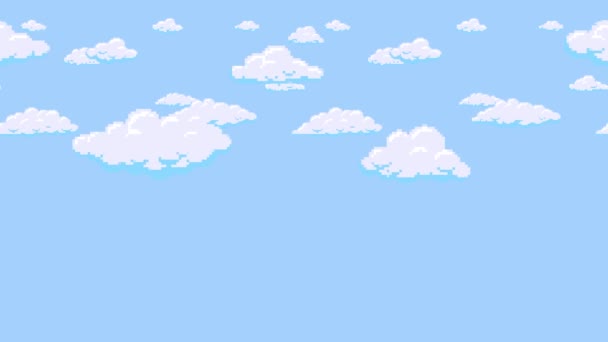 Cartoon wolken zweven in de blauwe lucht. Achtergrond naadloze looping animatie. — Stockvideo