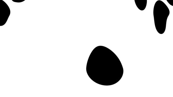 Animación abstracta de manchas negras en movimiento sobre fondo blanco. Fondo animado lazo sin costuras, fondo de pantalla . — Vídeos de Stock