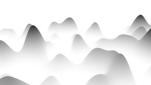 Abstrakt svart och vitt lutning vinka bakgrund med dimmiga landskap känsla till det. CG-loopanimation. 3D-rendering. — Stockvideo