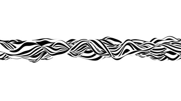Siyah ve beyaz dalgalı çizgiler animasyon, arka plan fotokopi alanı. 3d oluşturma. — Stok video