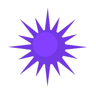 Mavi dikenli molekül, bakteri, virüs çizgi film modeli. Çizgi film ikonu. Düz vektör çizimi, beyaz arkaplanda izole.