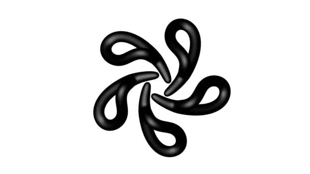 Black abstract morphing geometrical shapes on white background (em inglês). Elemento de design de movimento CG, isolado . — Vídeo de Stock