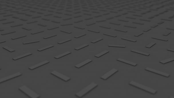 Willekeurige roterende rechthoekige blokken op grijs oppervlak. Motie achtergrond. Abstract CG animatie lus. 3d destructie. — Stockvideo
