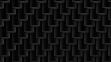 Siyah geometrik 3 boyutlu şekillerin asgari soyut arka planı. Basit modern 3D canlandırma. Soyut 3d geometrik desen. Raster..