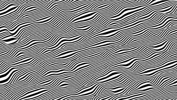 Listras preto e branco ondulando superfície. Animações modernas de fundo isométrico. Renderização 3D . — Vídeo de Stock