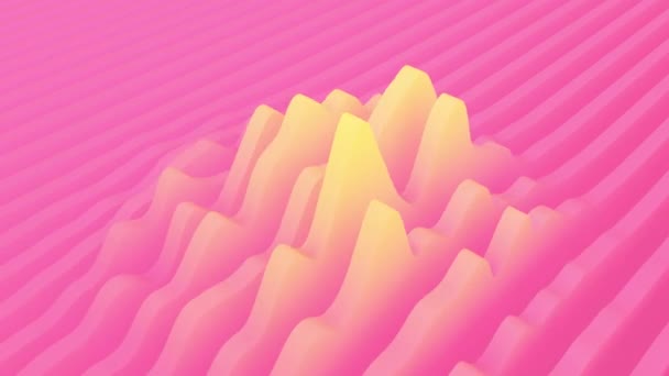 CG animated waving layers background. Red and yellow gradient seamless looped motion design. 3D rendering. — Stock Video