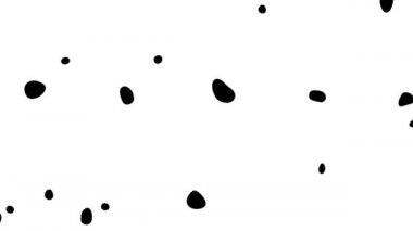 Abstract animation of black moving spots on white background. Seamless loop animated background, wallpaper.