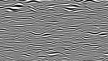 Siyah ve beyaz çizgiler yatay hareket arkaplanı. Bilgisayar tarafından üretilen döngü animasyonu. 3d oluşturma.