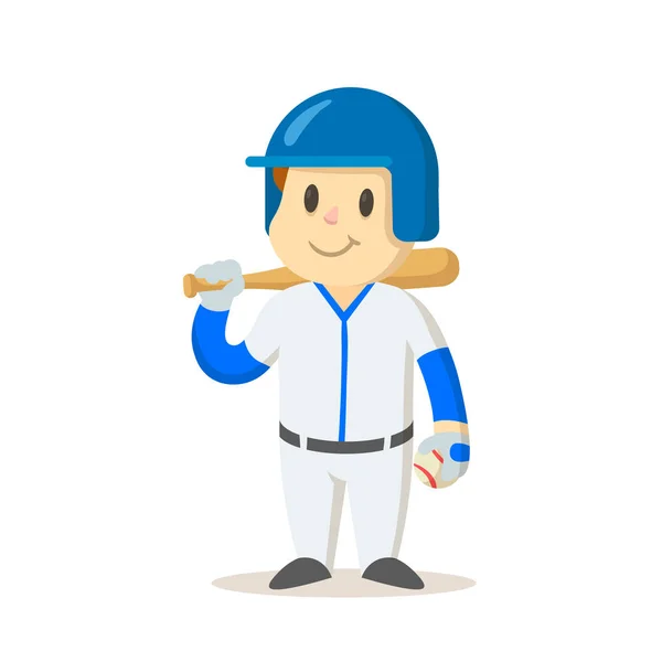 Junger Baseballspieler. Sport und Fitness. Cartoon-Vektor flache Illustration. Isoliert auf weißem Hintergrund. — Stockvektor