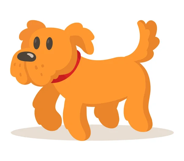 Roztomilý kreslený hnědý pes. Ploché vektorové ilustrace, izolované na bílém pozadí. — Stockový vektor