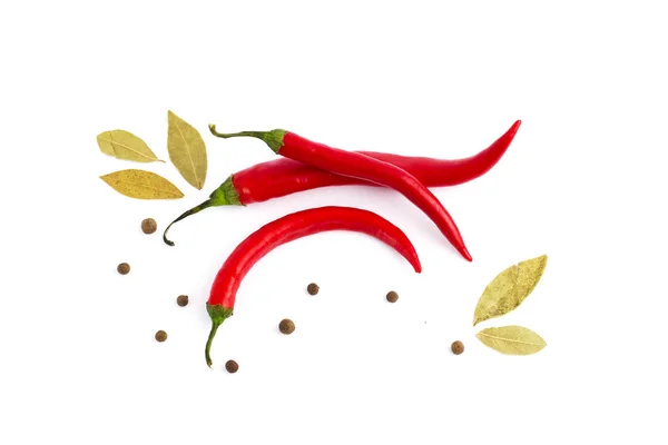 Red bitter pepper on a white background. — Stock Photo, Image