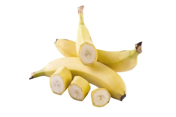 在白色背景上的香蕉 白色背景的新鲜热带水果 — 图库照片