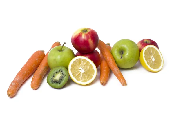 Beyaz Bir Arka Plan Üzerinde Meyve Limon Elma Beyaz Arka — Stok fotoğraf