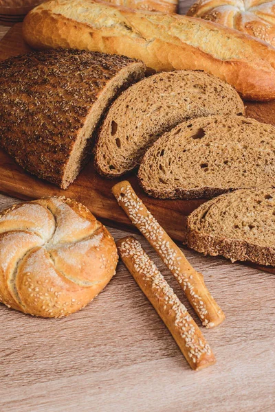 Pão Crocante Com Pães Baguetes Francesas Pão Fresco Fundo Pão — Fotografia de Stock