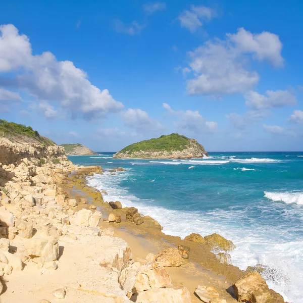 Half Moon Bay Atlantik Okyanusu kıyısı - Karayip tropik ada - Antigua ve Barbuda