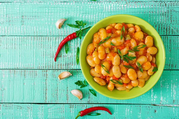 Steamed white beans with vegetables — Stock Photo, Image