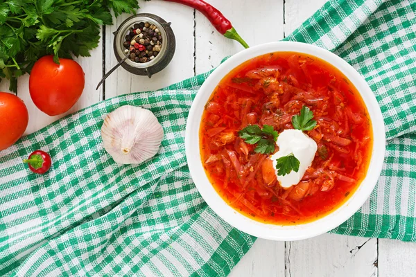 Traditionelles ukrainisches Gemüse Borscht — Stockfoto