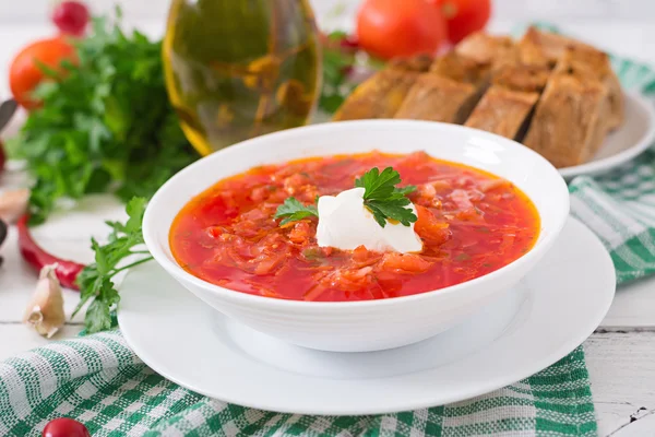 Traditional Ukrainian vegetable borscht — Stock Photo, Image
