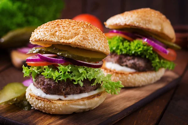 Big delicious hamburgers — Stock Photo, Image