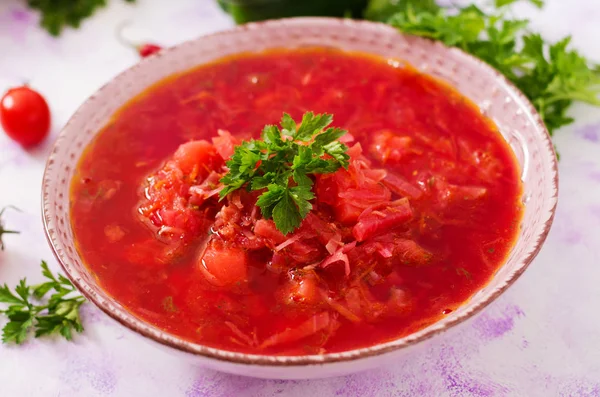 Traditionelles ukrainisches Gemüse Borscht — Stockfoto