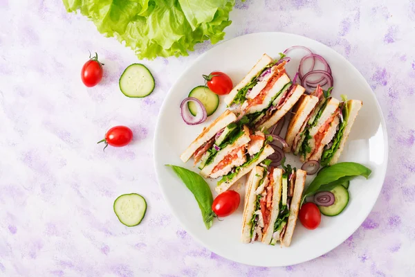 Club sandwiches, top view — Stock Photo, Image