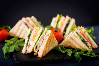 Club sandviç koyu arka plan üzerinde.