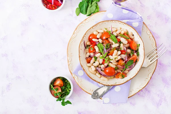 흰 콩, 야채 샐러드 — 스톡 사진