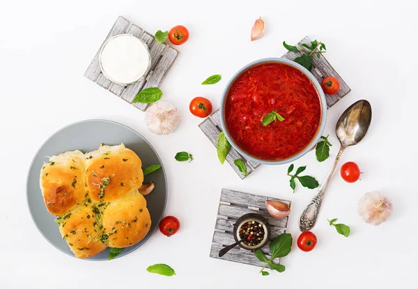 Traditionelles ukrainisches Gemüse borscht — Stockfoto