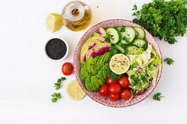 Vegan salad of fresh vegetables clipart
