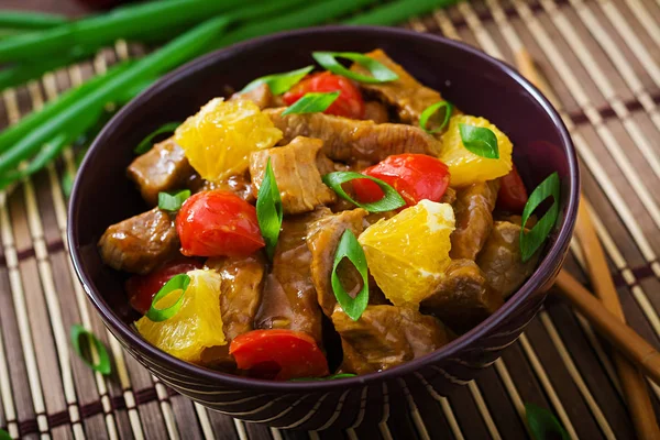 Veal fillet with oranges and paprika — Stock Photo, Image