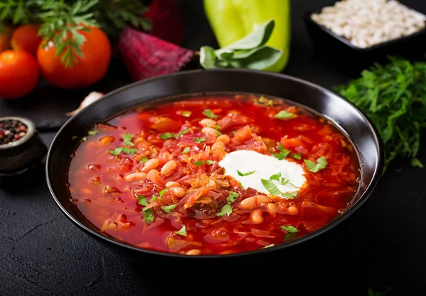 Traditional Ukrainian borscht — Stock Photo, Image