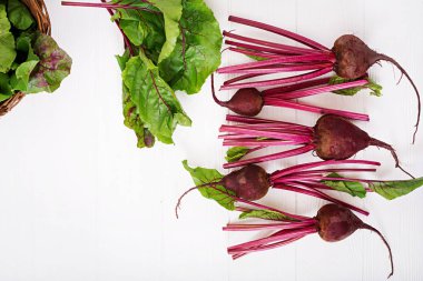 Bir üstleri ile genç beetroots