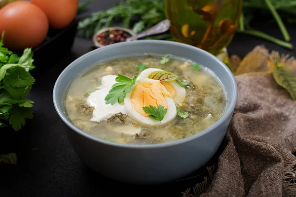 ソレルの緑のスープ — ストック写真