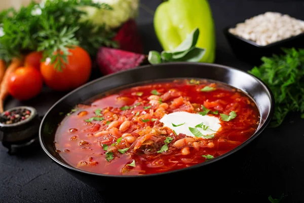 Traditional Ukrainian borscht — Stock Image Traditional Ukrainian borscht Royalty Free Stock Images