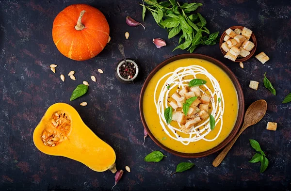 Crema de sopa de calabaza —  Fotos de Stock