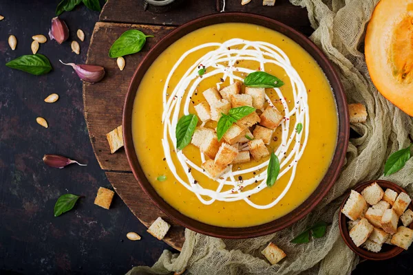 Crema de sopa de calabaza —  Fotos de Stock