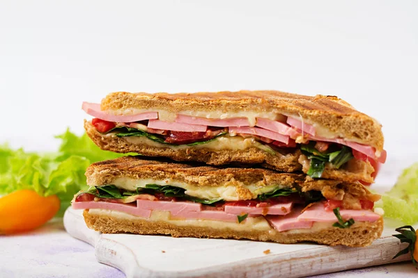 Club sandwich panini with ham — Stock Photo, Image