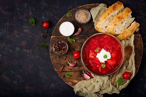 Traditional Ukrainian borscht — Stock Photo, Image